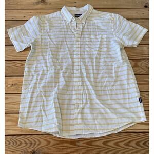 Patagonia Striped Organic Button Up Shirt Size Large Men’s White Yellow